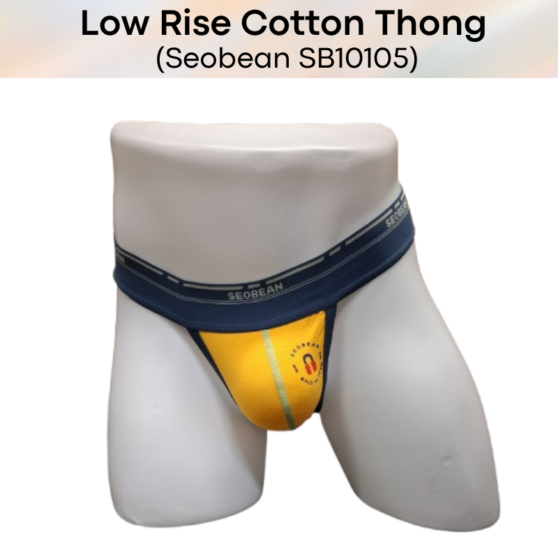 Men's Thong: Cotton Low Rise T Back Thong Underwear (SB10105)