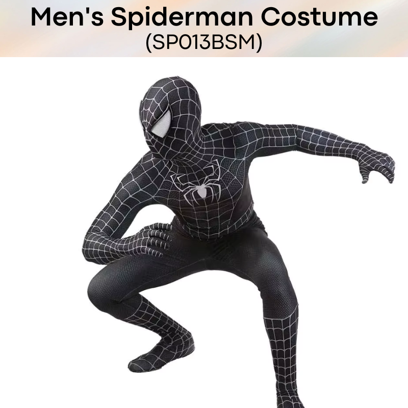 Men's Costume: Black Spiderman Costume (Bodysuit + Mask) (SP013BSM)