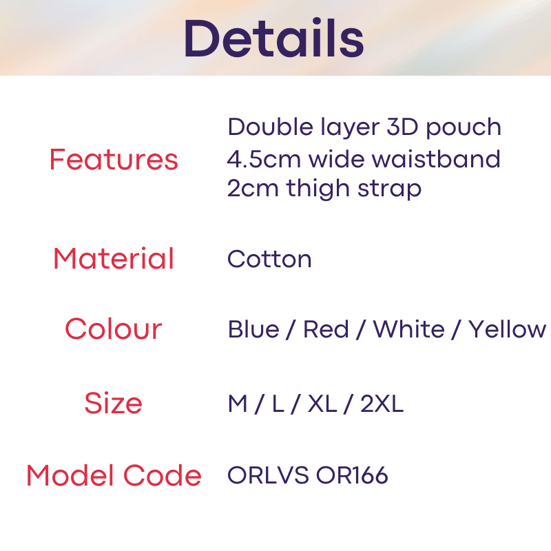 Men's Jockstrap: Cotton Double Layer 3D Pouch Jockstrap Underwear (OR166)