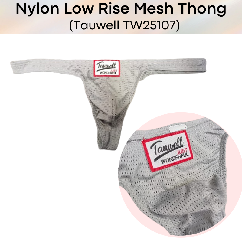 Men's Thong: Nylon Mesh Perforated Thong Underwear (TW25107)