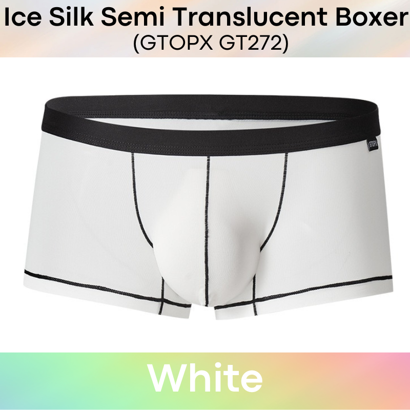 Men's Boxer : Polyester Ice Silk Semi Translucent Boxer with Contour Lines (GTOPX GT272)