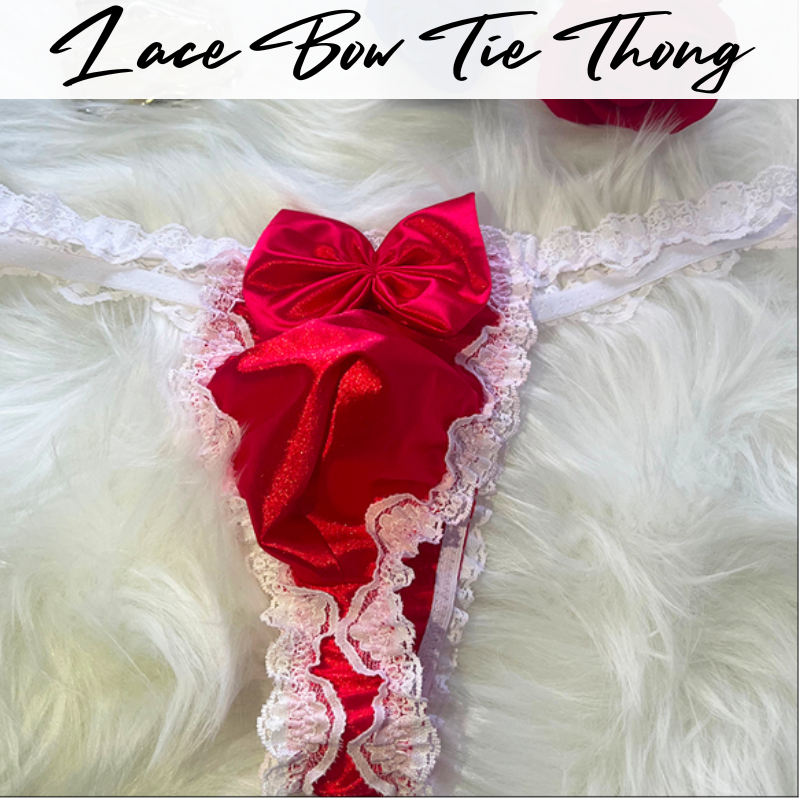 Men's Thong: Polyester Lace Thong with Bow Tie Accessory (TZY1301)