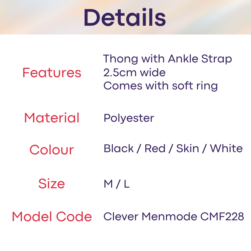 Men's Thong : Thong with Ankle Strap and Penis Ring (Clever Menmode CMF228)