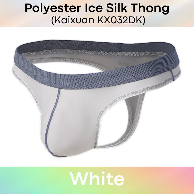 Men's Thong: Polyester Ice Silk Soft and Thin Thong Underwear (KX032DK)