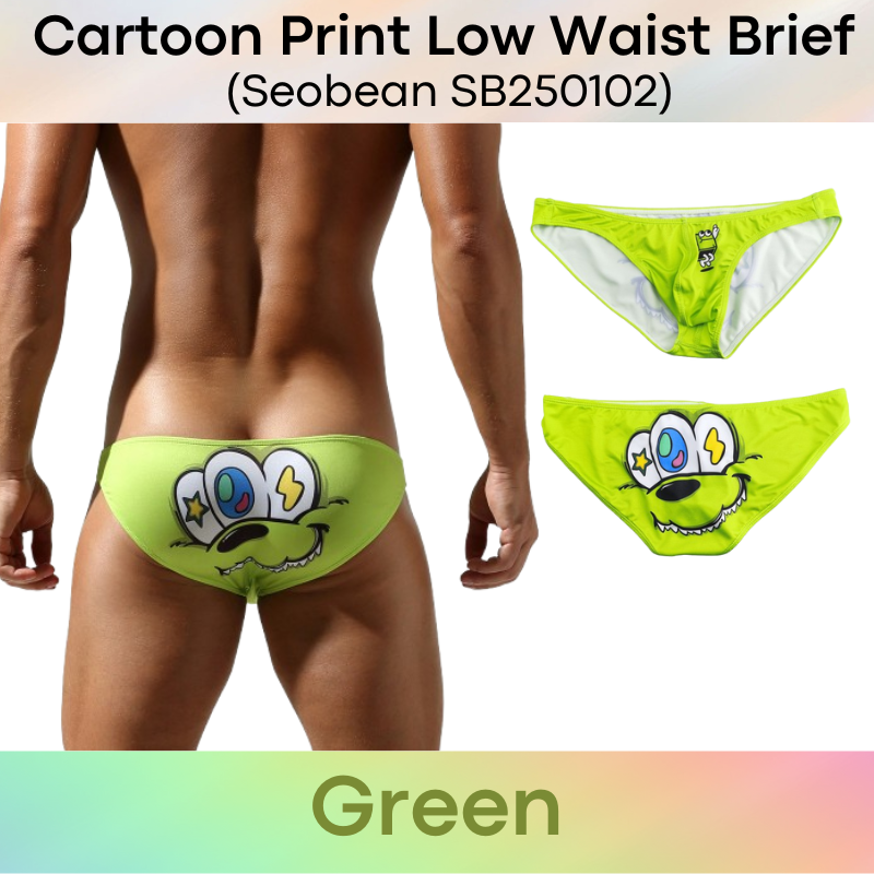 Men's Brief: Polyester Cartoon Low Waist Brief Underwear (SB250102)