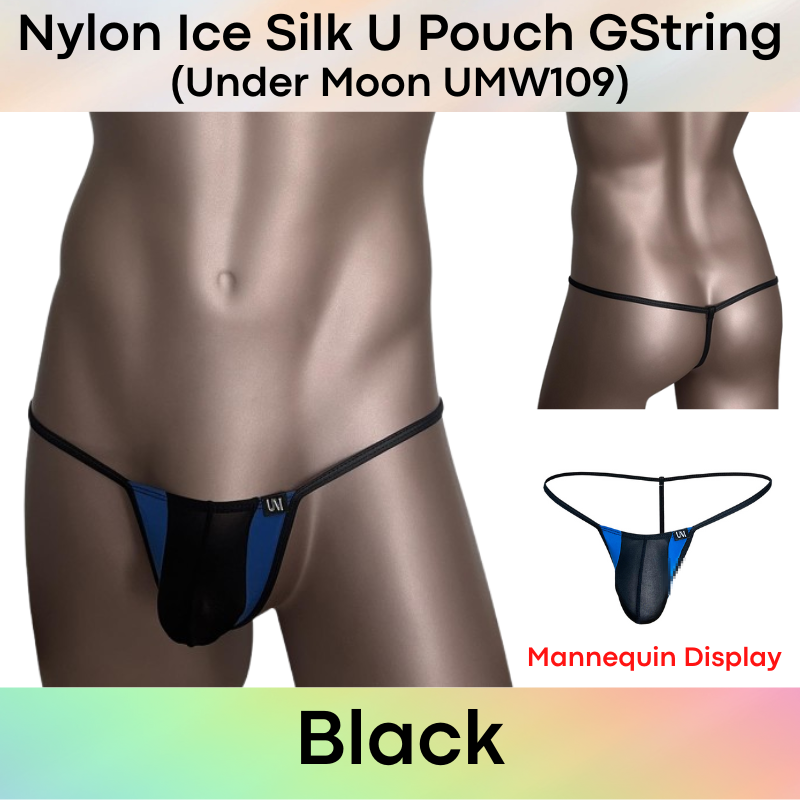 Men's GString: Nylon Ice Silk Translucent U Pouch Thong Underwear (UMW109)