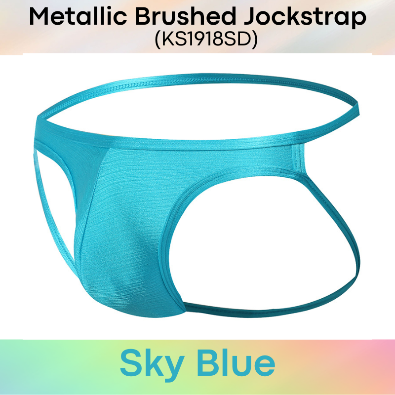 Men's Jockstrap: Polyester Metallic Brushed Look Jockstrap with Large 3D Pouch (KS1918SD)