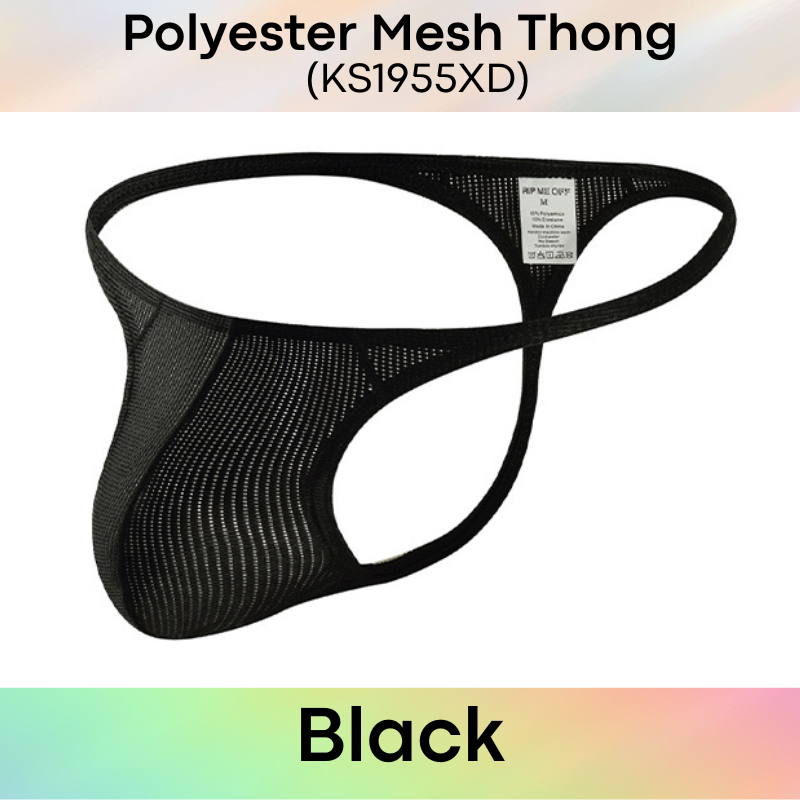 Men's Thong: Polyester Mesh Thong Underwear (KS1955XD)