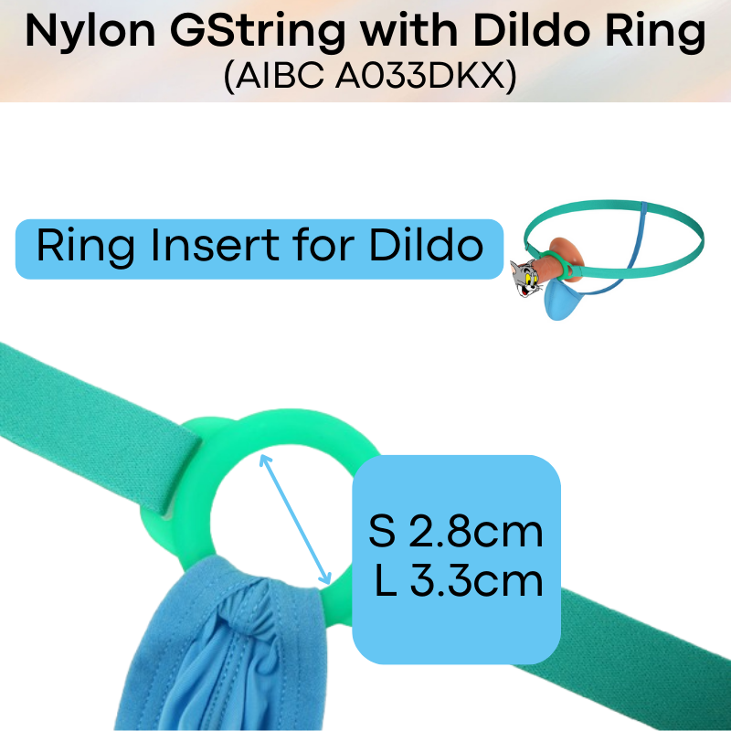 Men's GString: Nylon Thin Pouch GString with Adjustable Wastband and Dildo Insert Ring (A033DKX)