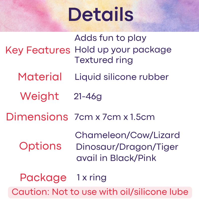 Men's Adult Toy: Liquid Silicone Rubber Animal Series Penis Ring (FRRK282/3/4/5/6/7)