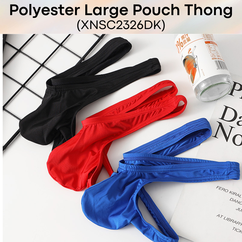 Men's Thong: Polyester Large 3D Pouch T Back Thong Underwear (XNSC2326DK)