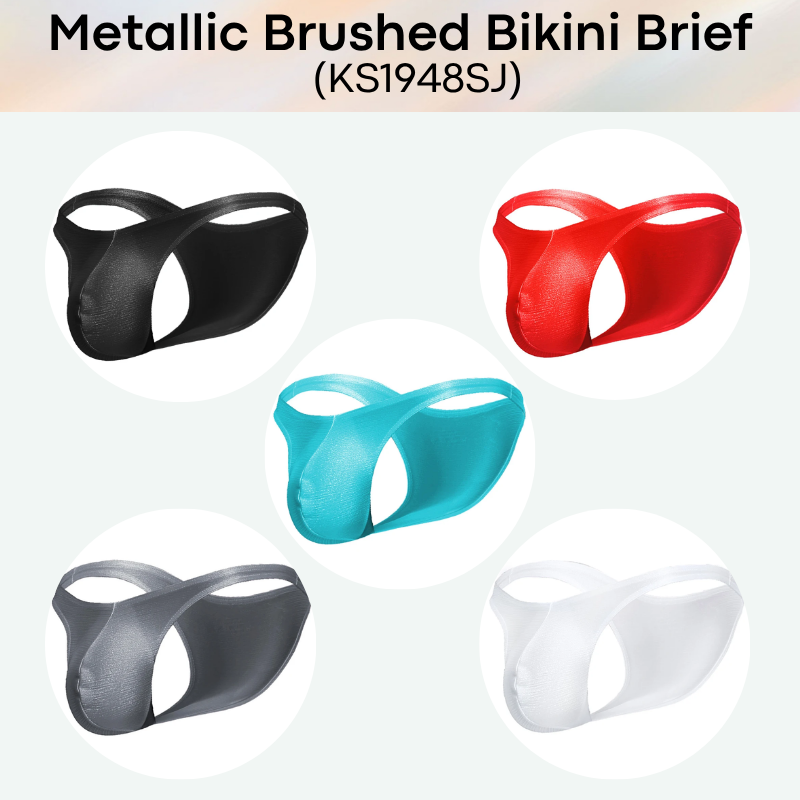Men's Brief: Polyester Metallic Brushed Bikini Brief with 3D Pouch (KS1948SJ)