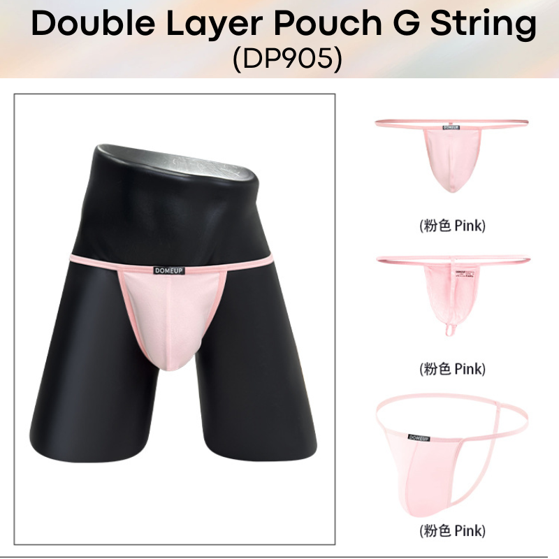 Mens GString: Polyester Double Layer Large Front Pouch GString Underwear (DP905)
