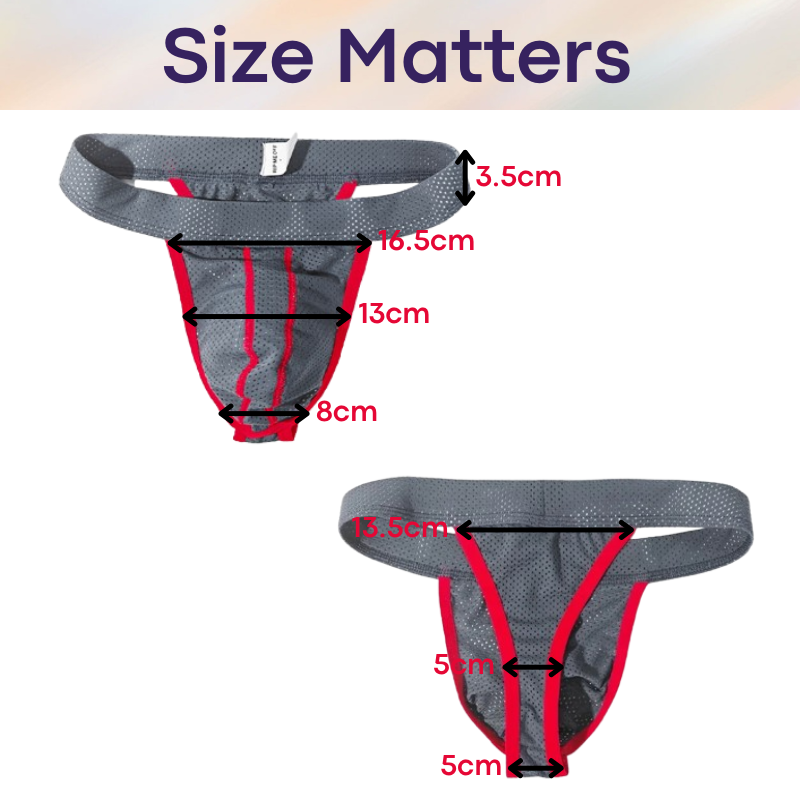 Men's Thong: Polyester Perforated Thong with Large Pouch and Wide Thong Strip (KS1916DK)