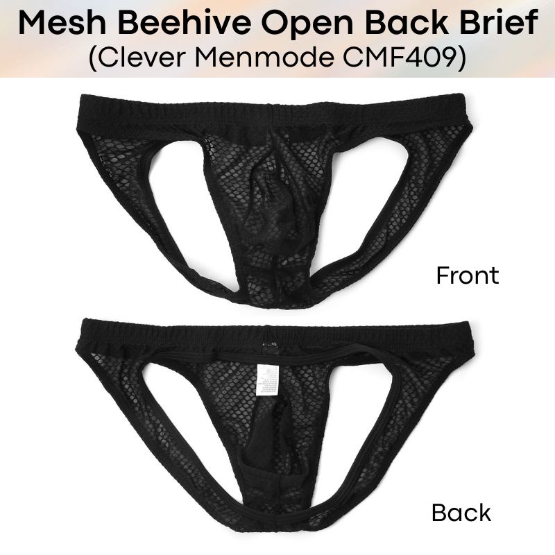 Men's Brief: Polyester Mesh Beehive Open Back Brief (CMF409)