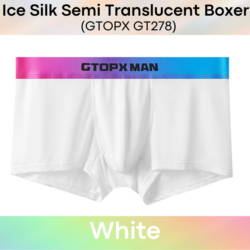 Men's Boxer : Nylon Ice Silk Semi Translucent with Double Layer Pouch (GTOPX GT278)