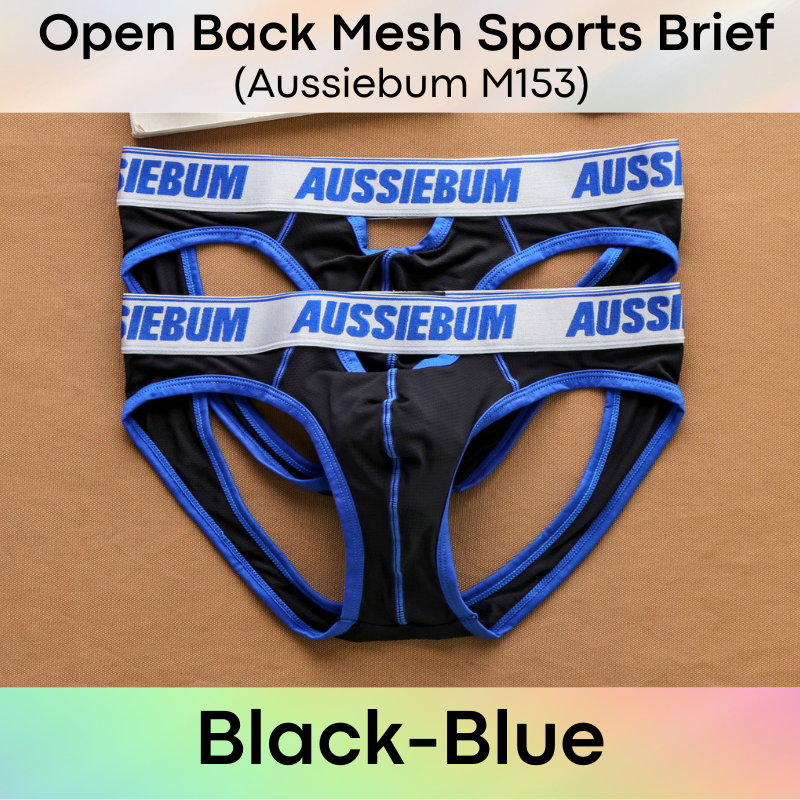 Men's Brief : Nylon Mesh Sports Brief with Front Pouch Opening (Aussiebum M153)