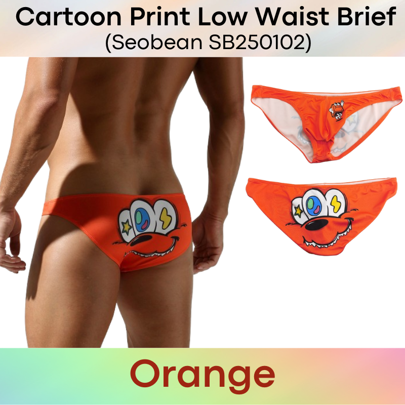 Men's Brief: Polyester Cartoon Low Waist Brief Underwear (SB250102)