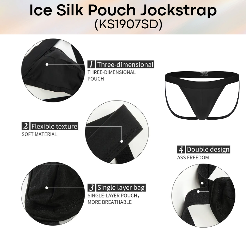 Men's Jockstrap: Polyester Ice Silk Pouch Jockstrap Underwear (KS1907SD)