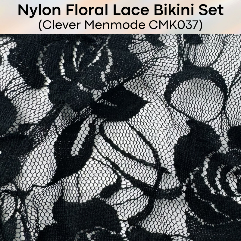 Men's Brief: Floral Lace Bikini Top and Bottom Brief Set (CMK037)