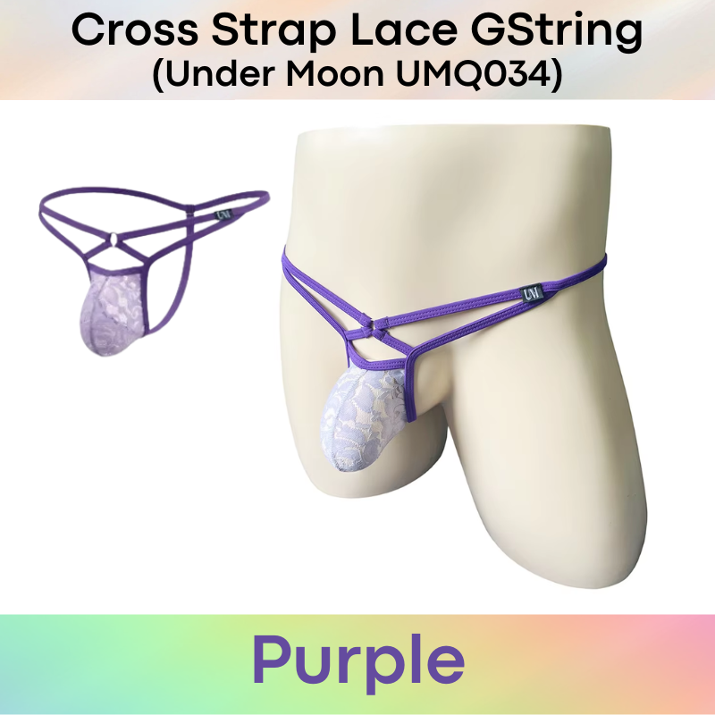 Men's GString: Nylon Sheer Lace 3D Convex Pouch Low Waist GString Underwear (UMQ034)