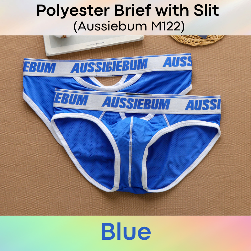 Men's Brief: Polyester Brief with Airholes and Front/Rear Slit Opening (M122)