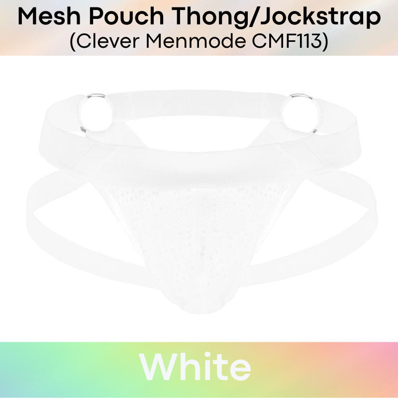 Men's Jockstrap : Nylon Mesh Pouch Jockstrap Y-Thong with Ring (Clever Menmode CMF113)