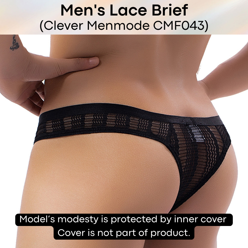 Men's Brief : Half Back Lace Brief-Thong Underwear (Clever Menmode CMF043)