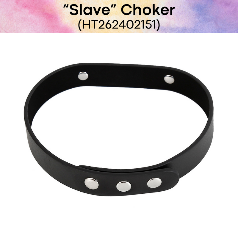 Men's Lifestyle: PU Choker with "Slave" Glittery Embellishment with Adjustable Stud Button (HT262402151)