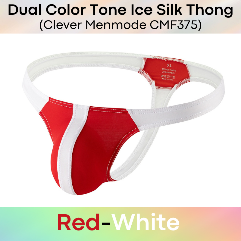 Men's Thong : Polyester Dual Color Tone Ice Silk Thong (Clever Menmode CMF375)