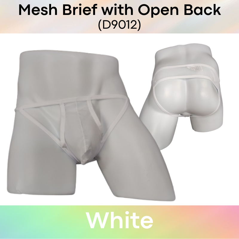 Men's Brief : Polyester Mesh Brief with Open Back (D9012)