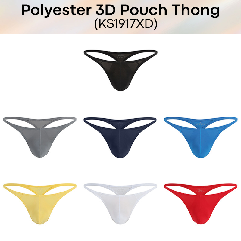 Men's Thong: Polyester 3D Pouch Low Rise Thong (KS1917XD)