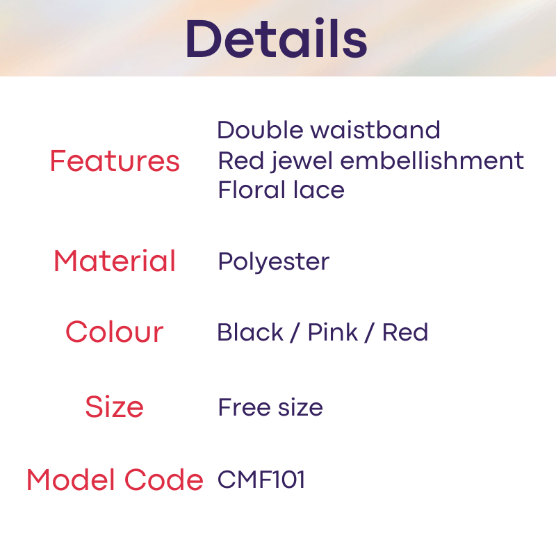 Men's Thong: Polyester Floral Lace Double Waistband Thong Underwear (CMF101)