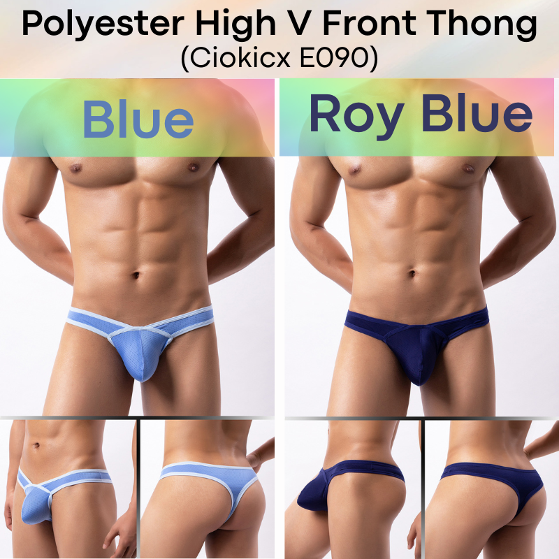 Men's Thong : Polyester Perforated High Front V 3D Pouch Thong Underwear (Ciokicx E090)