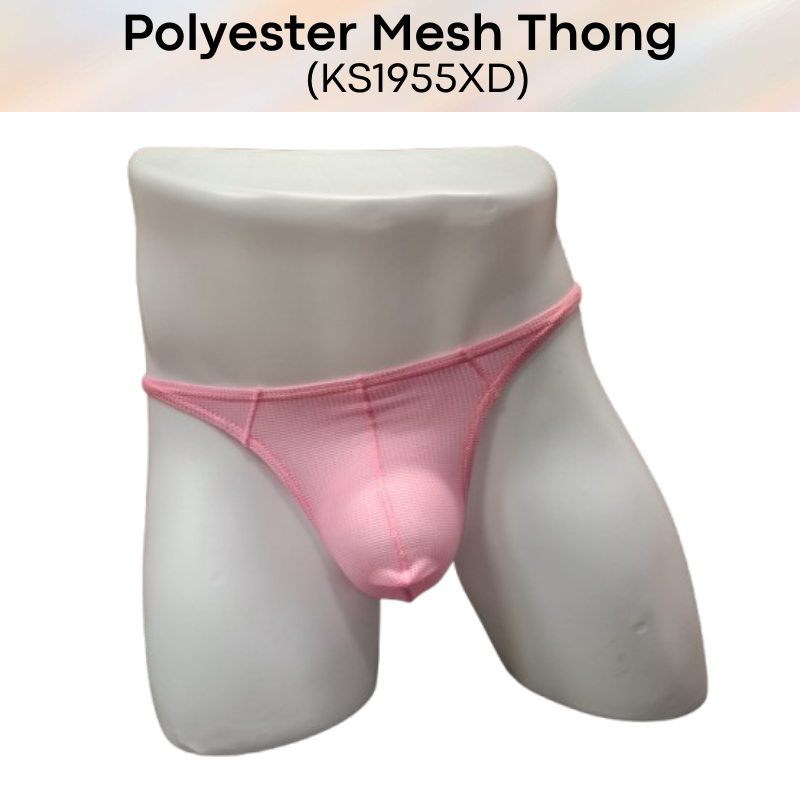 Men's Thong: Polyester Mesh Thong Underwear (KS1955XD)
