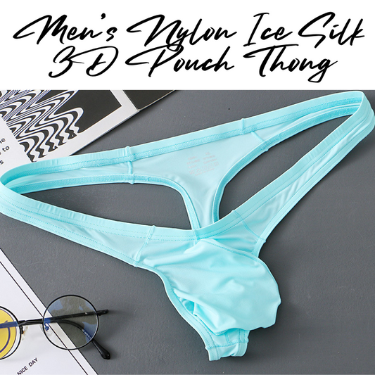 Men's Thong : Nylon Ice Silk Large 3D Pouch (LBL39)