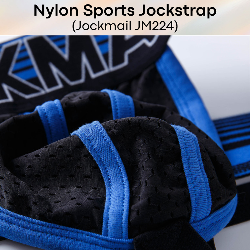 Men's Jockstrap: Nylon Perforated Double Layer 3D Pouch Rugby Sports Jockstrap (JM224)