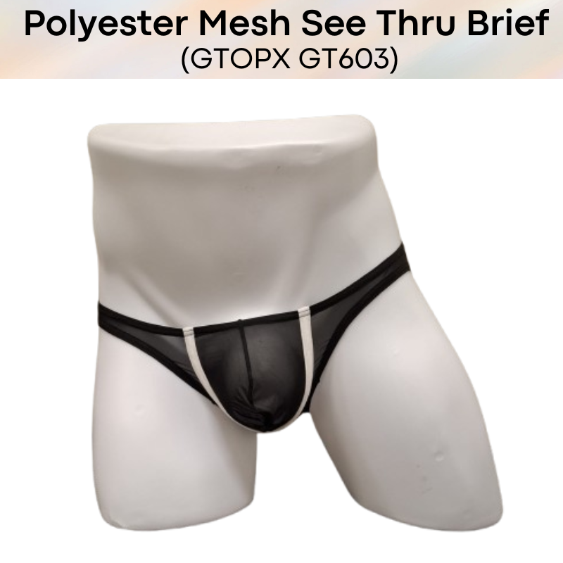 Men's Brief: Polyester Mesh See Through Low Waist Brief (GT603)
