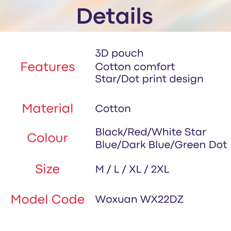 Men's Thong : Star / Dot Print Cotton Thong (Woxuan WX22DZ)