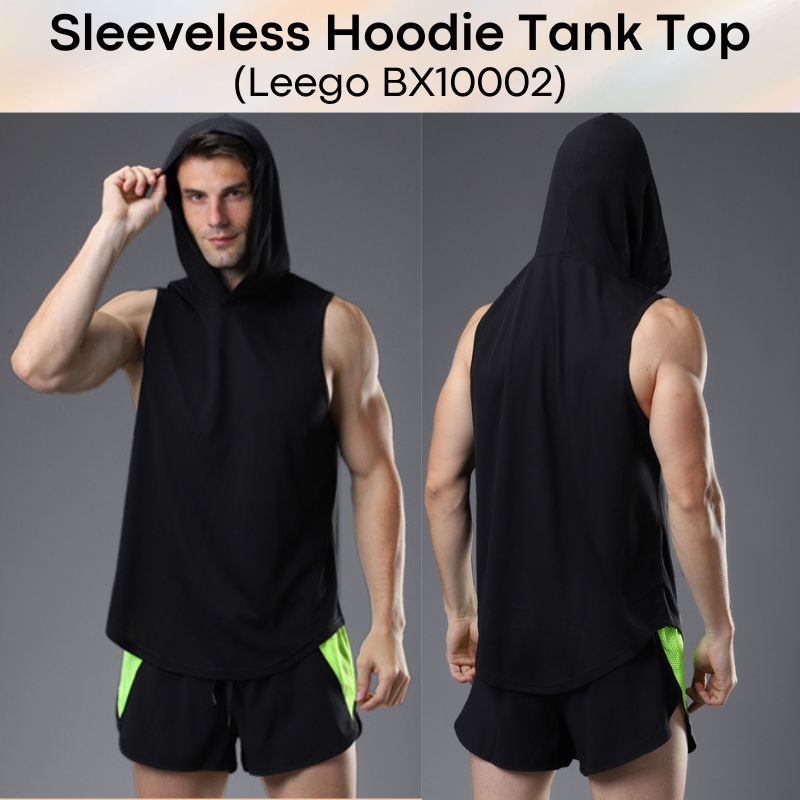 Men's Tee: Polyester Sleeveless Slim Fit Tank Top with Hoodie (BX10002)