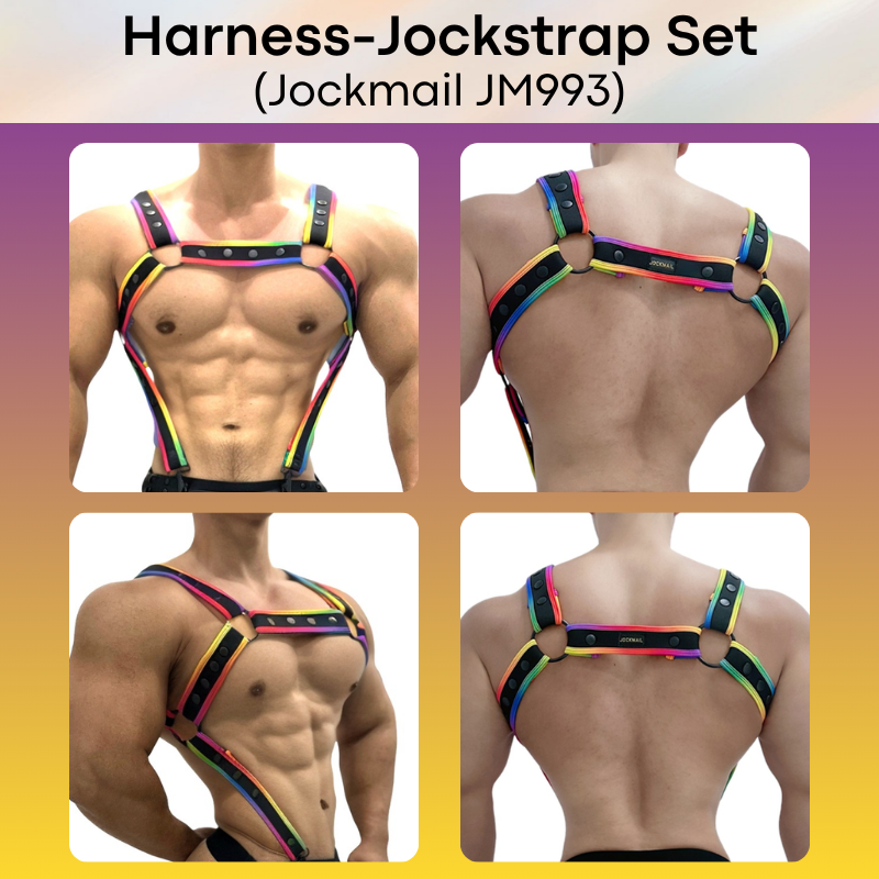 Men's Jockstrap: Neoprene Harness and PU Leather Jockstrap Set (JM993)