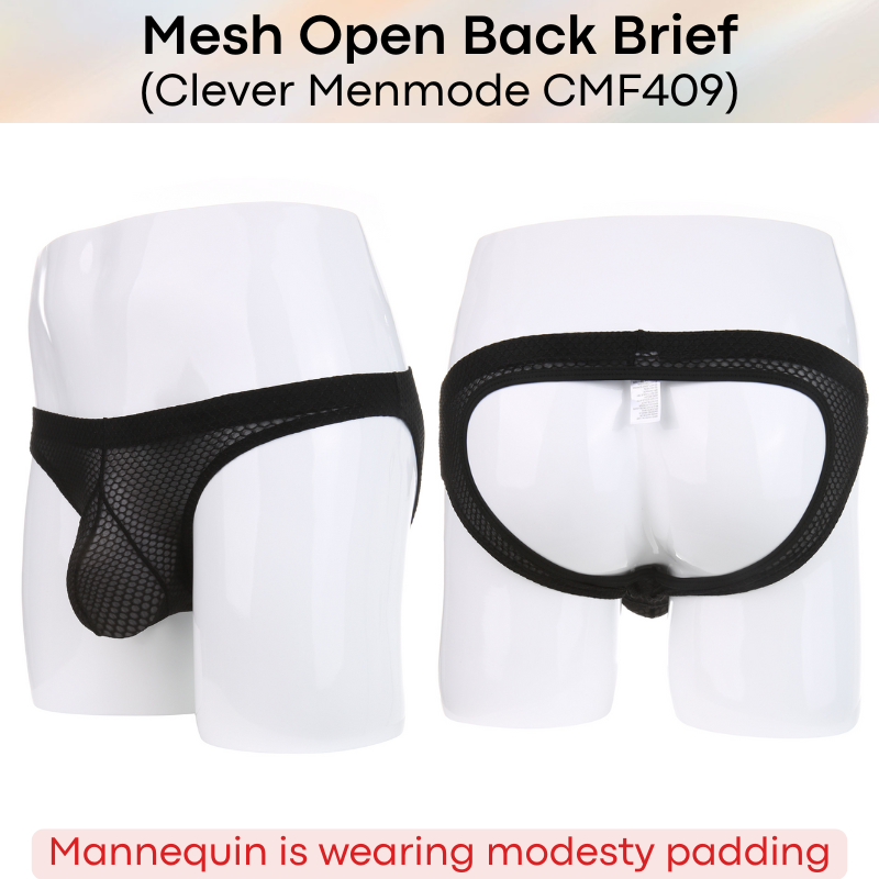 Men's Brief: Polyester Mesh Beehive Open Back Brief (CMF409)