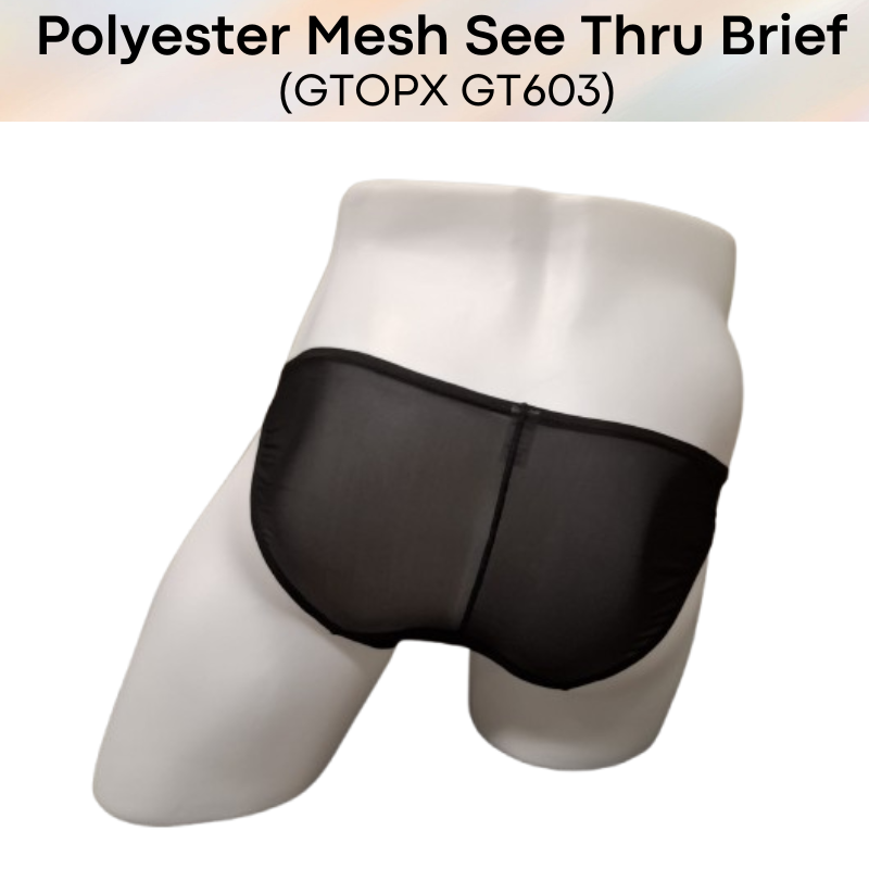 Men's Brief: Polyester Mesh See Through Low Waist Brief (GT603)