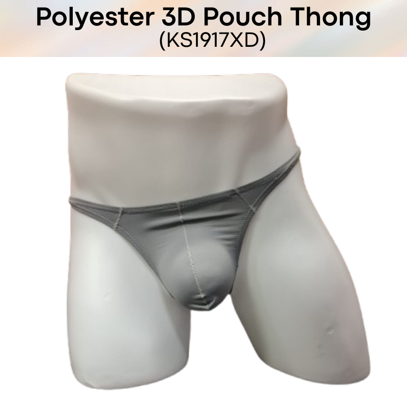 Men's Thong: Polyester 3D Pouch Low Rise Thong (KS1917XD)