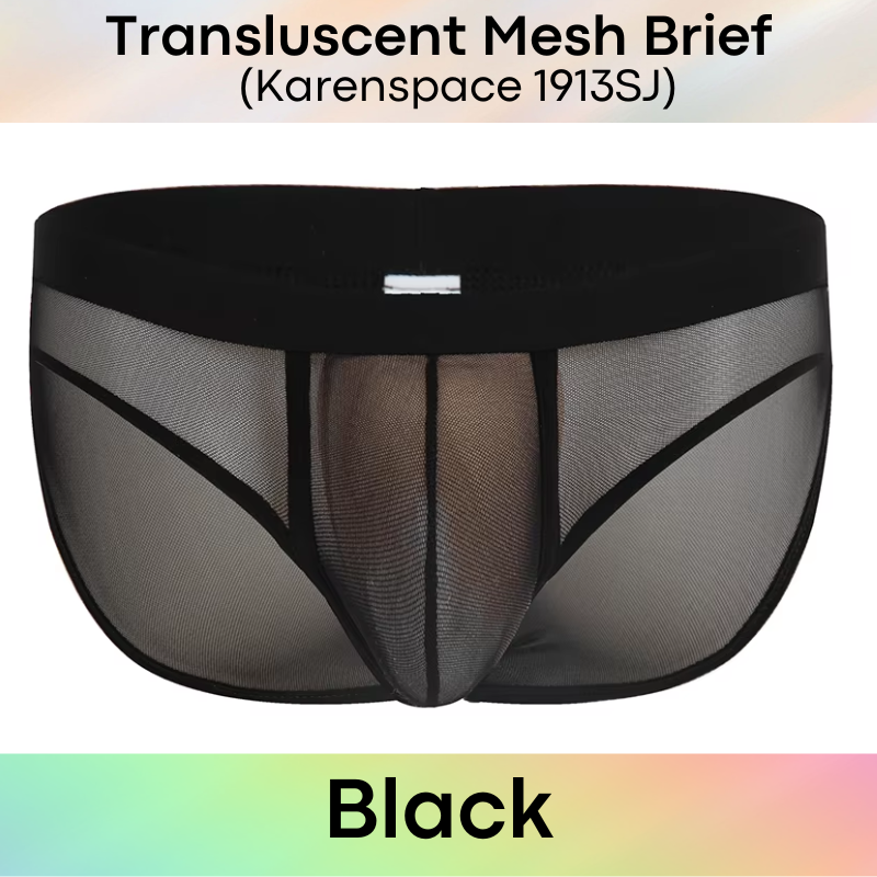 Men's Brief: Polyester Translucent Mesh Brief Underwear (KS1913SJ)