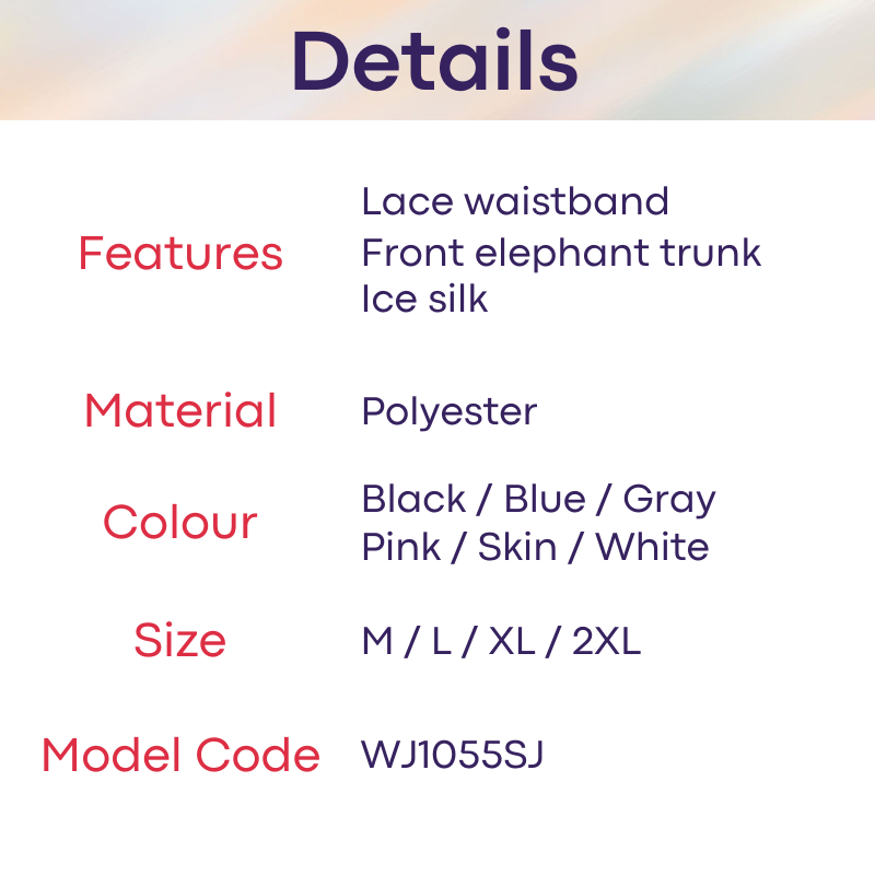 Men's Brief: Ice Silk Lace Waistband Brief with Elephant Trunk Pouch (WJ1055SJ)