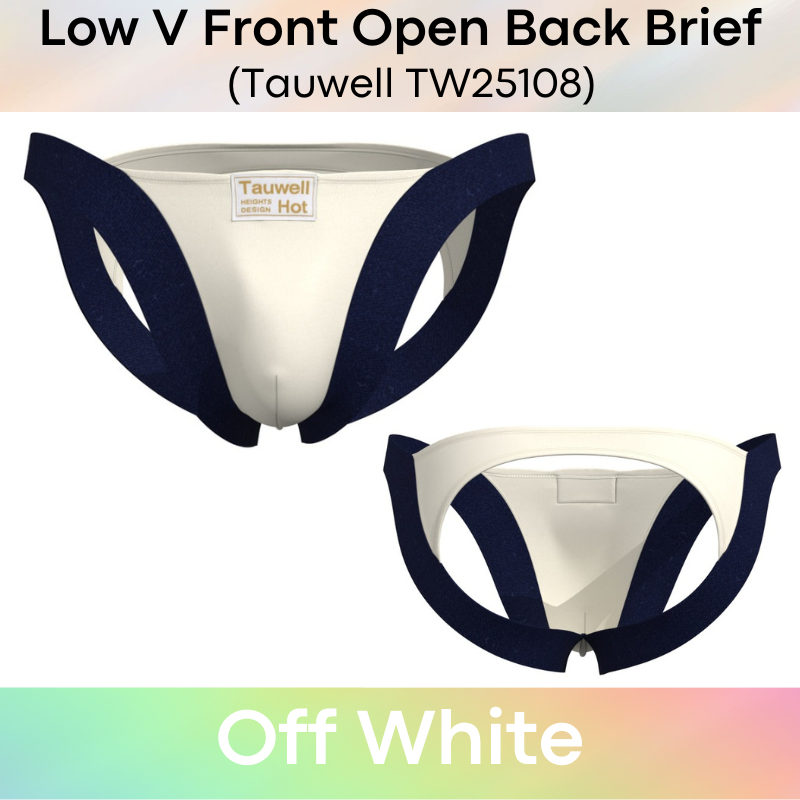 Men's Brief: Cotton Open Back Brief with Low V Front Underwear (TW25108)