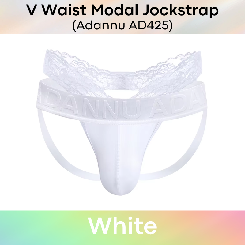 Men's Jockstrap: Modal Double Layer Pouch Jockstrap with Lace V Waist Strap (AD425)