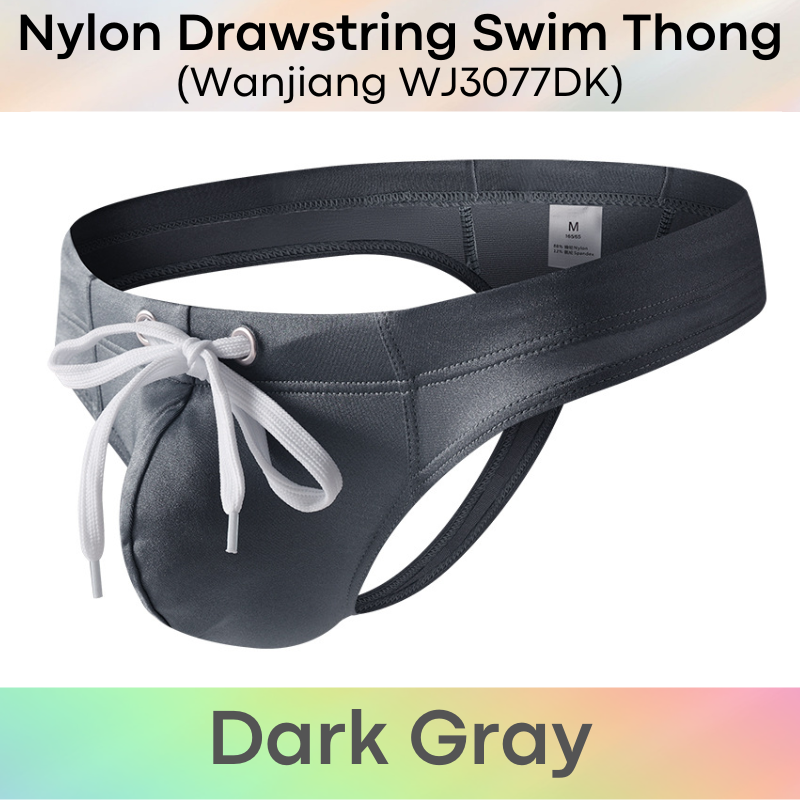 Men's Swimwear: Nylon Swim Thong with Drawstring (WJ3077DK)
