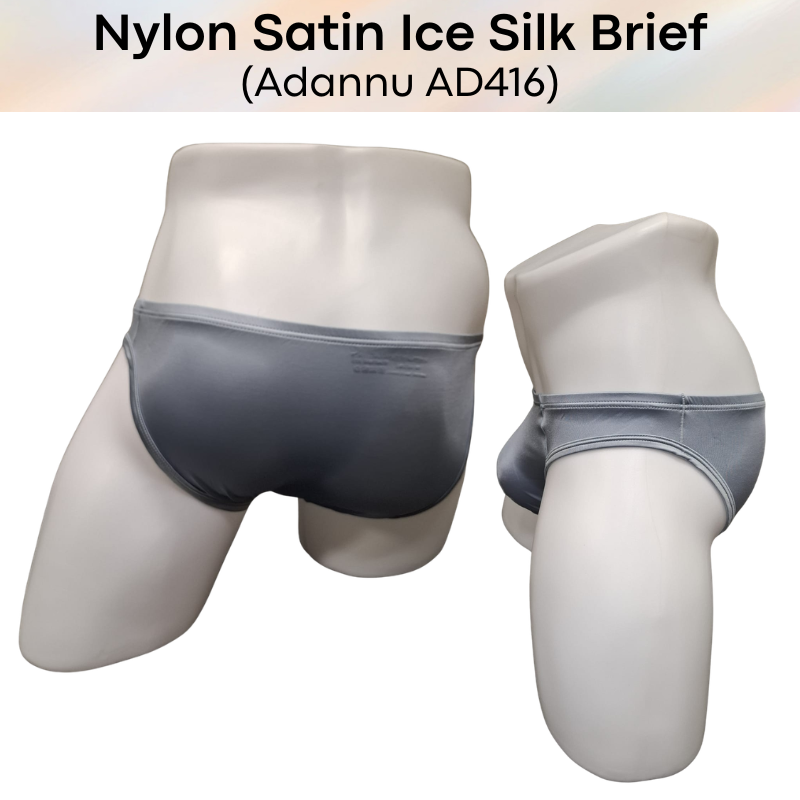 Men's Brief: Nylon Satin Ice Silk Brief Underwear (AD416)